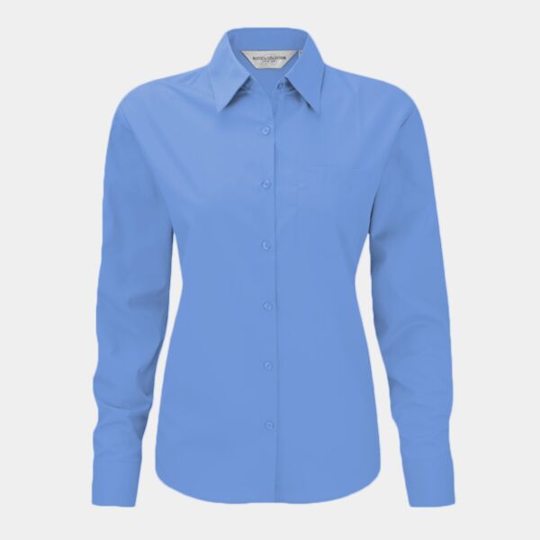 Russell Athletic Collection Ladies Long Sleeve Easy Care Poplin Shirt Thumbnail