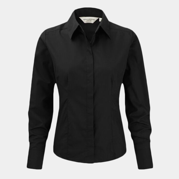 Russell Athletic Collection Ladies Long Sleeve Fitted Poplin Shirt Thumbnail